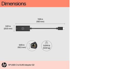 HP USB-C to RJ45 Adapter G2 interface cards/adapter RJ-45 HP USB-C to RJ45 Adapter G2 interface cards/adapter RJ-45
